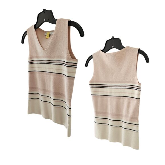 Petite Sophisticate Striped Sweater Set  | EUC | XSP | Pink Cream Navy - Picture 9 of 16